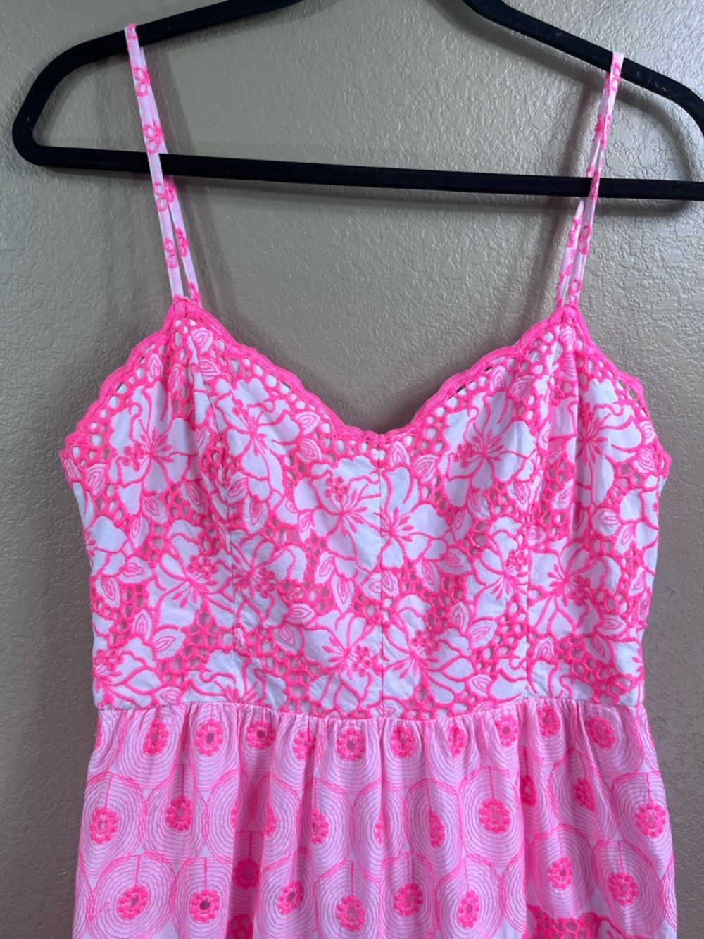 Lilly Pulitzer Kyla neon pink and white eyelet tiered maxi dress - Picture 6 of 11